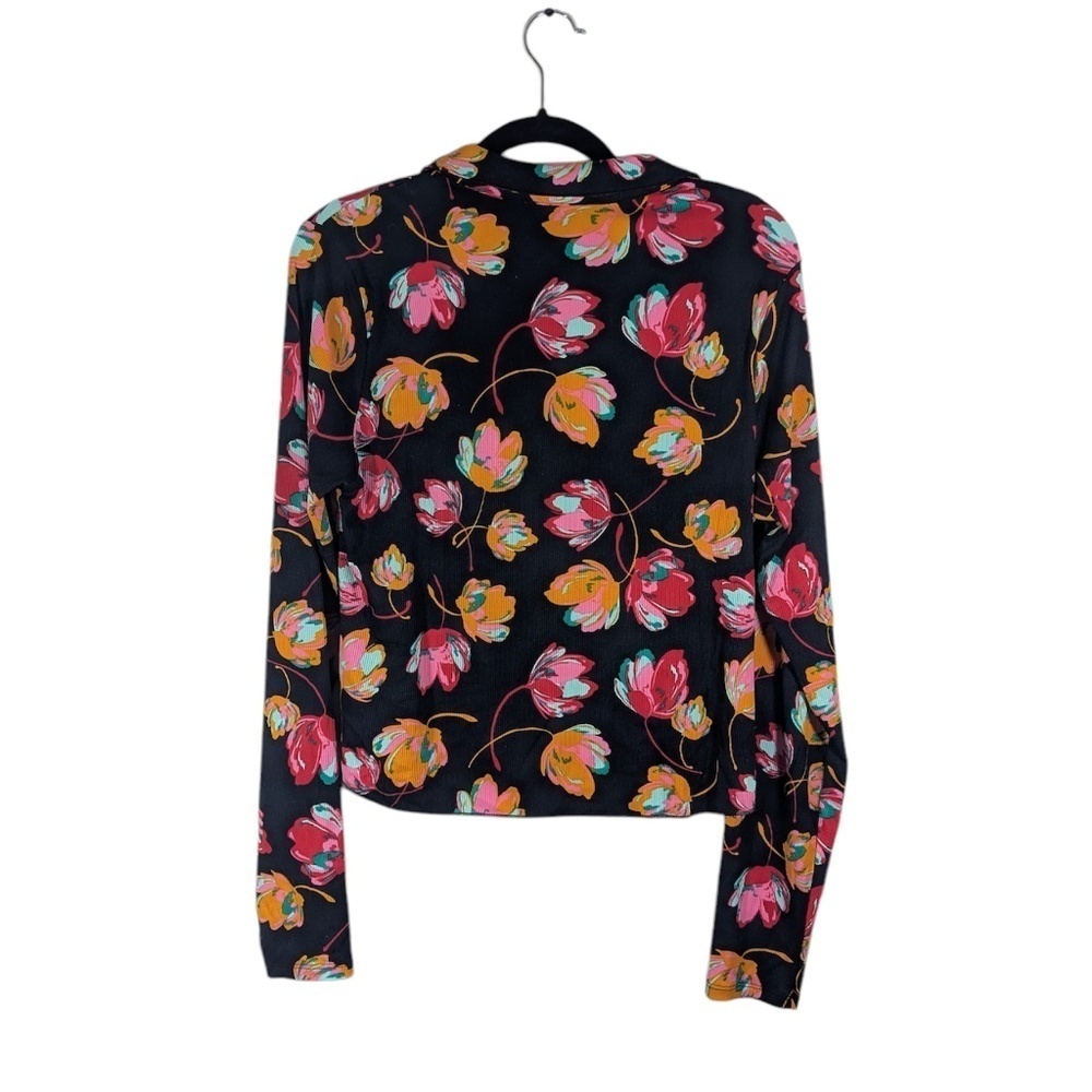 Circus Ny Bright Floral Ribbed Stretch Top Size Xl — image 2 of 4